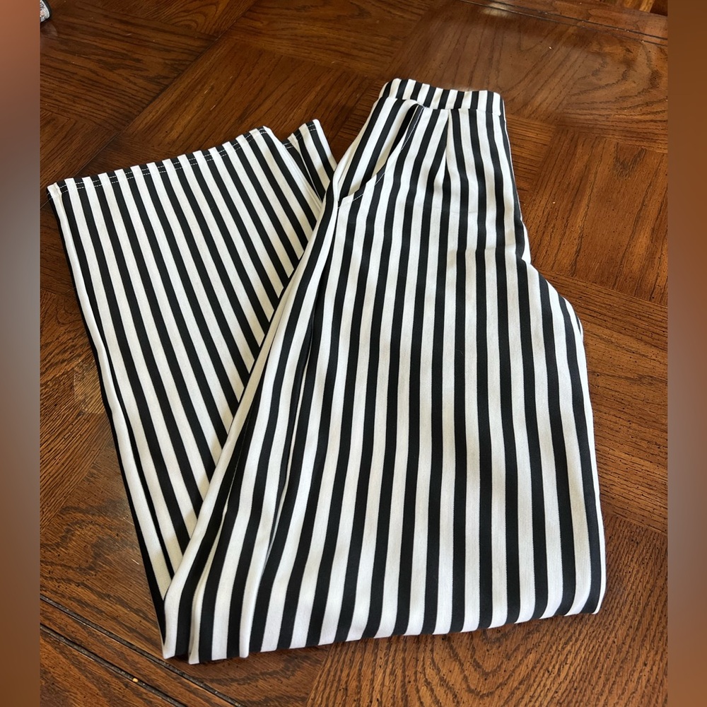 Black striped trousers